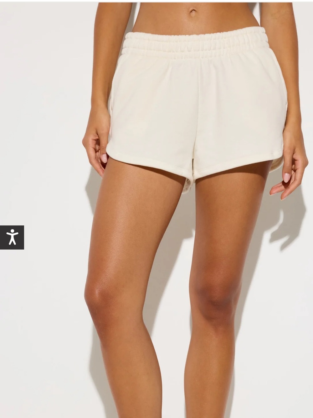 Spiritual Gangster White French Terry Fleece Sweat Shorts High Rise Pockets L